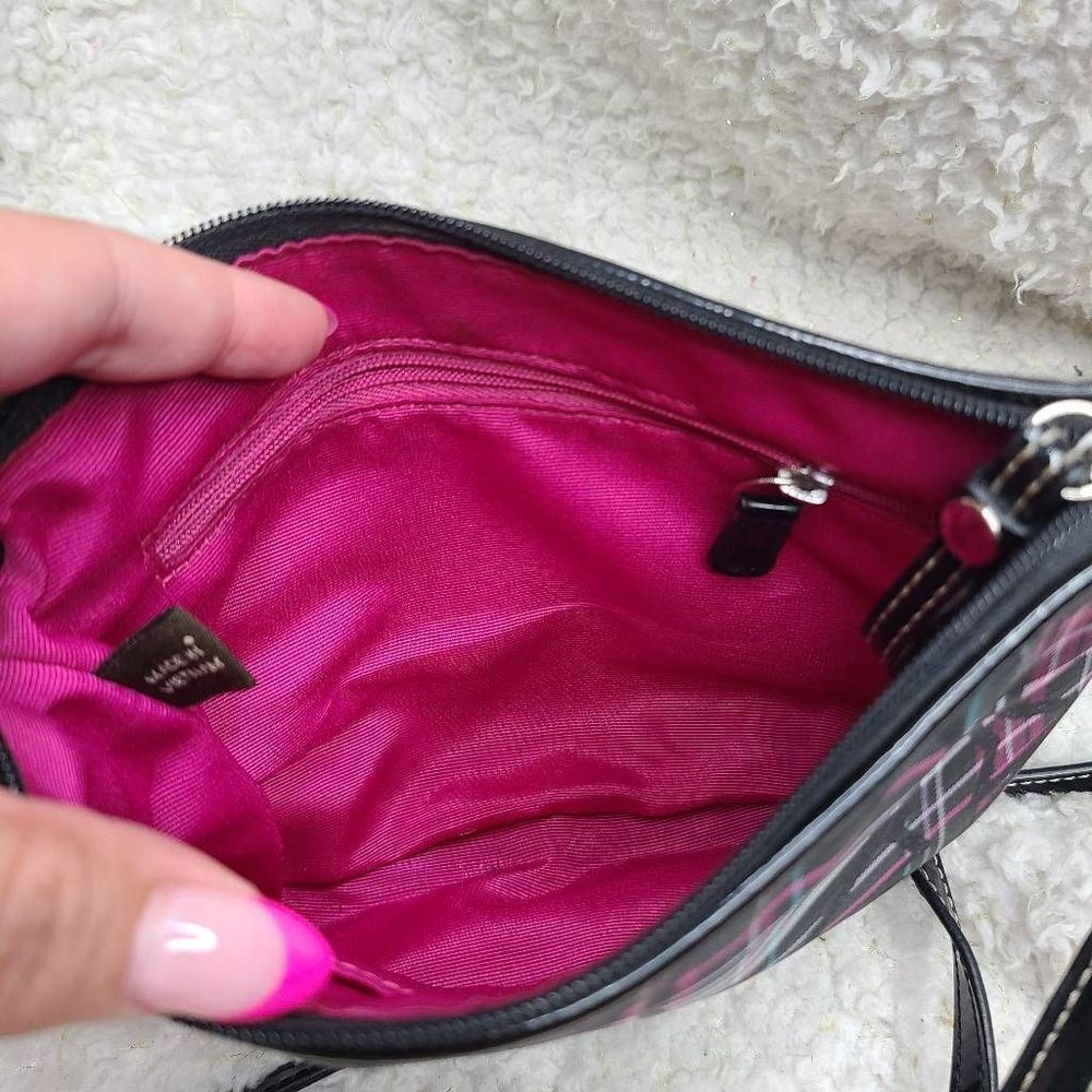 Coach Poppy Balck and Pink Tartan Plaid Small Crossbody‎ - Picture 5 of 6